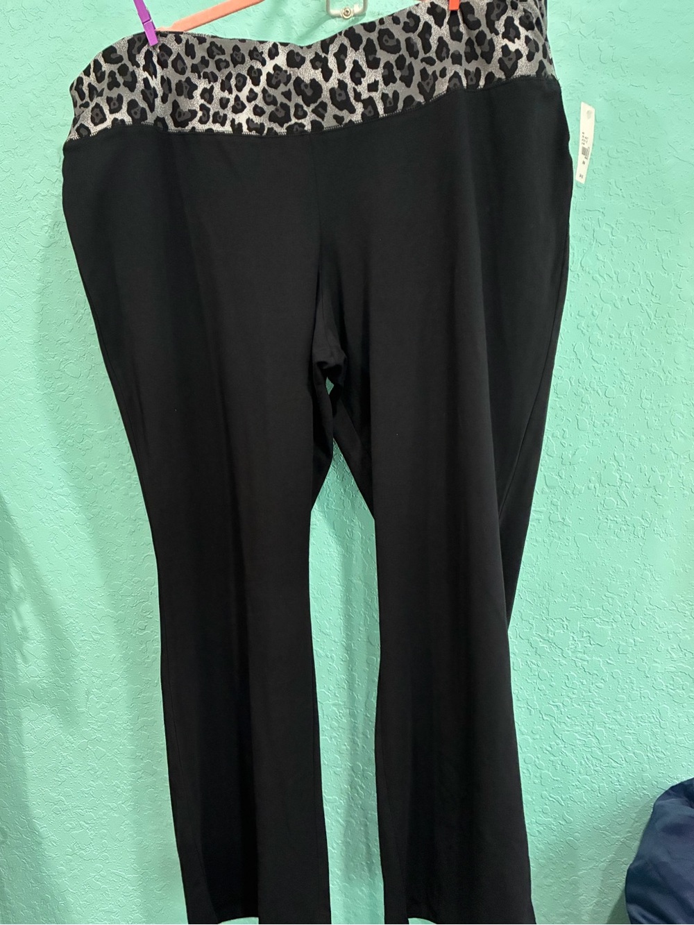 Lane Bryant Women's Black Pants with Leopard Waistband 26/28 NWT active